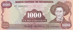 1.000 Córdobas Banco Central de Nicaragua 1985 Unc Pick 156a