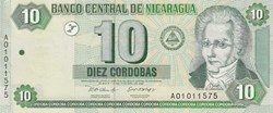 10 Córdobas Banco Central de Nicaragua  10.04.2002 Unc Pick 191