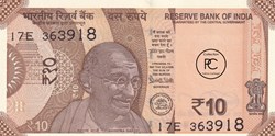 2017 Pick109b 10 ₹ - Roupie indienne Unc