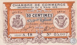 139-3- 9/3/1918 Bougie Sétif 50 cts Cdc Séries A.18