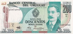 200 Nuevos Pesos Banco Central del Uruguay 1986 Unc Pick 66