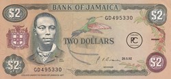 1992 Pick69d.2 2 $ - Dollar jamaïcain Unc