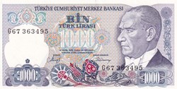 1.000 Türk Lirası Türkiye Cumhuriyet Merkez Bankası L. 1970 Unc Pick 196(2)
