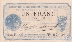 137-12-25/6/1919 Alger 1 Franc Cdc.(5)