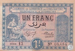 140-18- 12/10/1918 Constantine 1 Franc Cdc Séries 13