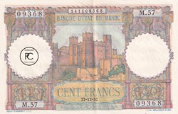 1952 Pick45a.4 100 Franc marocain Sup