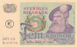 1977 Pick 51d 5 Kronor Sveriges Riksbank Unc