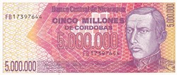 1990 Pick 165  5.000.000 Córdobas  Banco Central de Nicaragua Unc