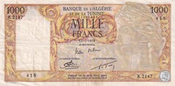 1958 Pick 107 418 1.000 Francs Banque de l'Algérie et de la Tunisie TTB