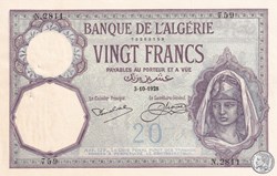 1928 Pick78b  759  20 Franc algérien Spl