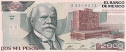 1987 Pick 86 b Serie BV 2.000 Pesos Banco de México Unc