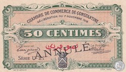 140-7- 7/11/1916 Constantine 50 Centimes Cdc Séries ANNULÉ