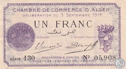 137-1 -3/9/1914-130 05,908-Alger 1 Franc Cdc. (2)