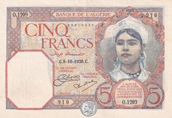 1926  Pick77a  5 Franc algérien  Sup