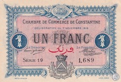 140-10- 7/11/1916 Constantine 1 Franc Cdc Séries 19
