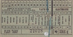 Ticket tramway d'Alger début XXe "Tramways / Chemins de Fer sur routes d'Algérie