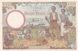 1946 Pick26.2 1 000 F - Franc tunisien TTB+