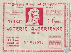 Banque Franco Algérienne 1/10éme 3 éme Tranche 1936