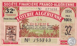 1954 Loterie Franco Algérienne 1/10 éme 32 éme Tranche (2)
