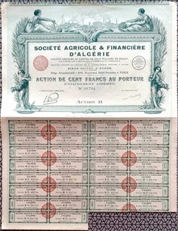 Société Agricole D'Algerie actions de 100 Francs