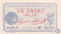 137-18-22/6/1921 Alger 1 Franc Cdc.(1)