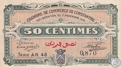 140-8- 7/11/1916 Constantine 50 Centimes Cdc Séries AR43