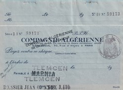 Chèque Compagnie Algérienne 2