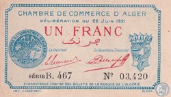 137-22-22/6/1921 Alger 1 Franc Cdc.(3)