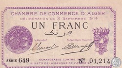 137-1 -3/9/1914 Alger 1 Franc Cdc. (15)