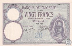 1928 Pick78b 609 20 Franc algérien  Spl