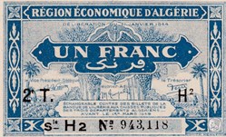 1944 H2 Pick101 1 Franc algérien Unc