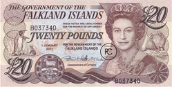2011 Pick19  20 £ - Livre des Îles Falkland Unc