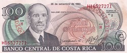 1993 Pick261a 100 ₡ - Colon costaricien Unc