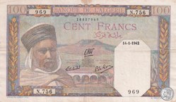 1942 Pick88 100 Franc algérien TB