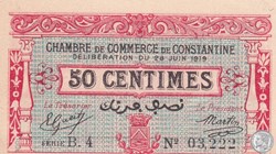 140-19- 28/6/1919 Constantine 50 Centimes Cdc Séries B4