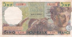 1959 Pick118a 5 Franc algérien TB+