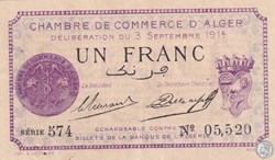 137-1 -3/9/1914 Alger 1 Franc Cdc. (13)