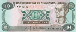 10 Córdobas Banco Central de Nicaragua  1985 Unc Pick 151