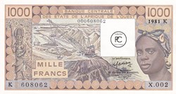 1981  Pick707 Kb 1 000 CFA - Franc CFA Unc