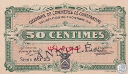 140-9- 7/11/1916 Constantine 50 Centimes Cdc Séries ANNULÉ