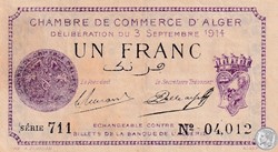 137-1 -3/9/1914 Alger 1 Franc Cdc. (16)