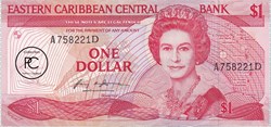 1988 Pick 21b  Dominica - "D" Suffix 1 EC$ - Dollar des Caraïbes orientales Unc