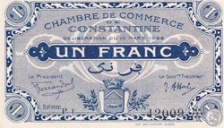 140-39- 10/03/1922 Constantine 1 Franc Cdc Séries P1