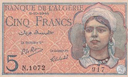 1944 Pick 94b 5 Franc algérien (5)Unc