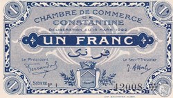 140-39- 10/03/1922 Constantine 1 Franc Cdc Séries P1