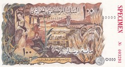 1970 Pick128s 100 د.ج - Dinar algérien Unc Spécimen