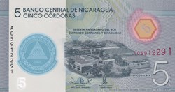 2019 Pick new 5 Córdobas Banco Central de Nicaragua  R. 23.10.2019   Polymer Unc