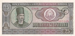 1966 Pick95a 25 L - Leu roumain Unc