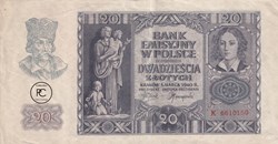 20 Złotych Bank Emisyjny w Polsce  01.03.1940 Sup Pick 95