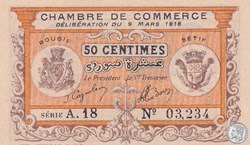 139-3- 9/3/1918 Bougie Sétif 50 cts Cdc Séries A.18